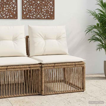 vidaXL Armloze Sofa eenheid Beige poly rattan, Verzenden, Nieuw