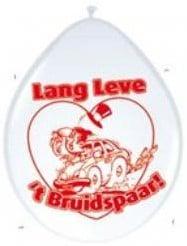 Ballon Leve het Bruidspaar lang 30 cm 8 stuks, Nieuw