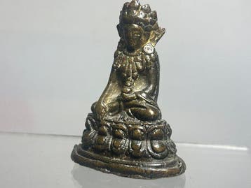 Miniatuur Tibetaans Bodhisattva van vergulde koperlegering -, Antiek en Kunst