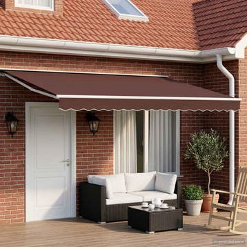 vidaXL Elektrisch Uitschuifbare Zonneluifel Bruin en wit 4 x, Verzenden, Nieuw
