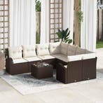 vidaXL Bankstel met kussen met opslag 9 pcs Bruin en Crème, Tuin en Terras, Verzenden, Nieuw