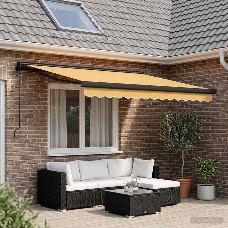 vidaXL Uitschuifbare luifel Zand 400 × 300 cm Stof en Metaal, Tuin en Terras, Zonneschermen, Nieuw, Verzenden