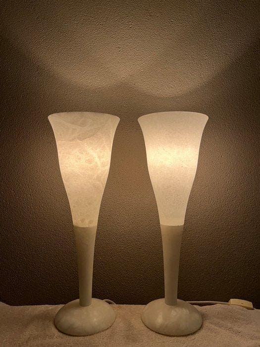 A. Pegasam - Lampe de table - Albâtre - Deux lampes de table, Antiquités & Art, Curiosités & Brocante