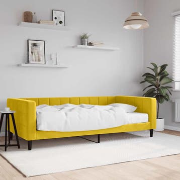 vidaXL Slaapbank met matras 100x200 cm fluweel geel, Verzenden