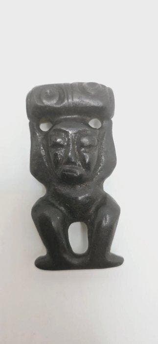 Menselijk nefriet-amulet dat een Dzi-kraal met 4 ogen, Antiquités & Art, Curiosités & Brocante