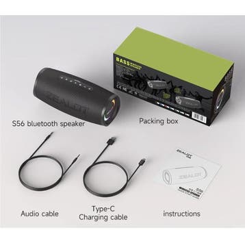 S56 Bluetooth 5.2 RGB Soundbox - 8000mAh Batterij - 3D HiFi, Audio, Tv en Foto, Luidsprekerboxen, Verzenden, Nieuw