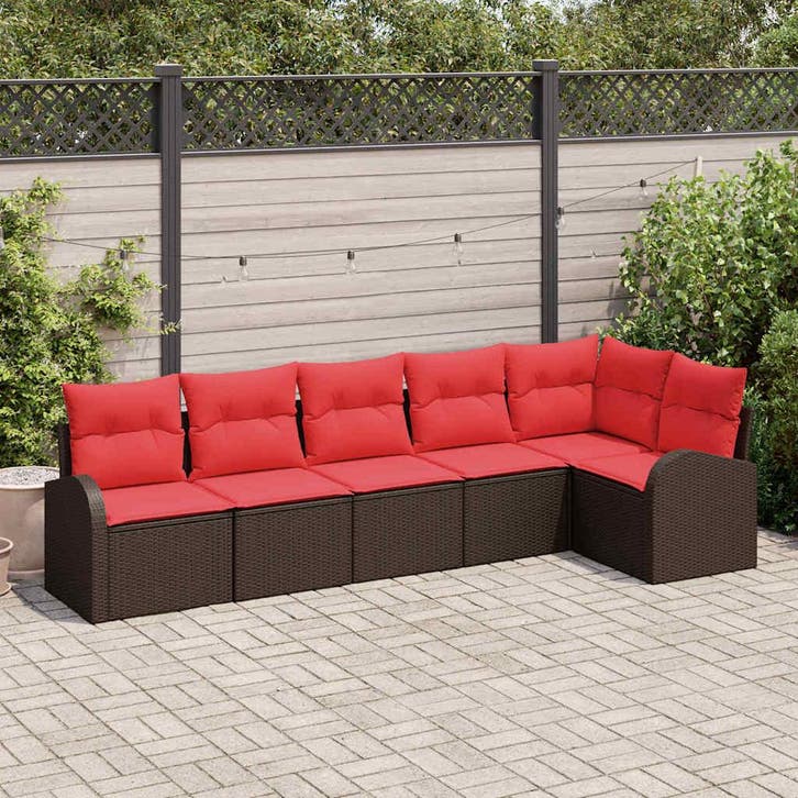 vidaXL Tuinbank Set Bruin poly rattan, Tuin en Terras, Tuinsets en Loungesets, Nieuw, Verzenden