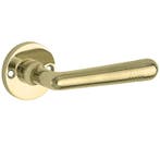 Deurklink op ongeveerd rozet Art-Deco/Elegant messing gelakt, Nieuw