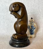 Statue, Naar Bizette: Konijn - 15.5 cm - Bronze, Marbre, Antiek en Kunst