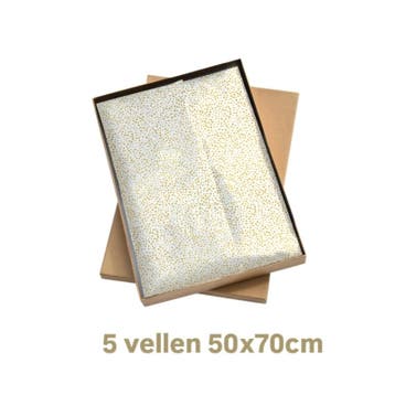 5 vellen vloeipapier luxe dots - goud - (Inpakpapier), Ophalen of Verzenden, Nieuw