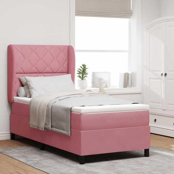 vidaXL Boxspring bed met hoofdeinde Roze 200 x 100 cm, Verzenden