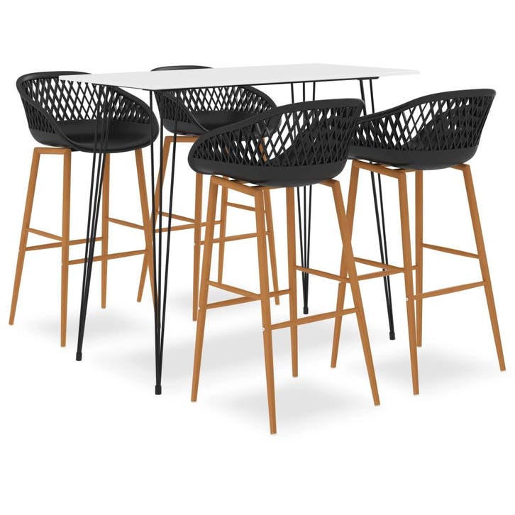 vidaXL 5-delige Barset wit en zwart, Maison & Meubles, Salles à manger complètes, Envoi