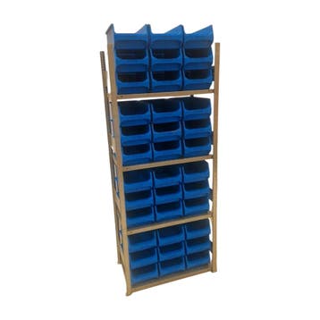 Meta clip legbordstelling 250x100x50cm incl. 36 grijpbakken, Ophalen of Verzenden