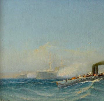 François Gautier (1842-1917) - Lescadre dans la rade de, Antiek en Kunst