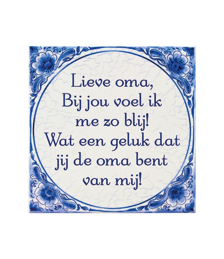 Delfts Blauw Tegel Lieve Oma 14,5cm, Huis en Inrichting, Woonaccessoires | Schilderijen, Tekeningen en Foto's, Nieuw, Verzenden