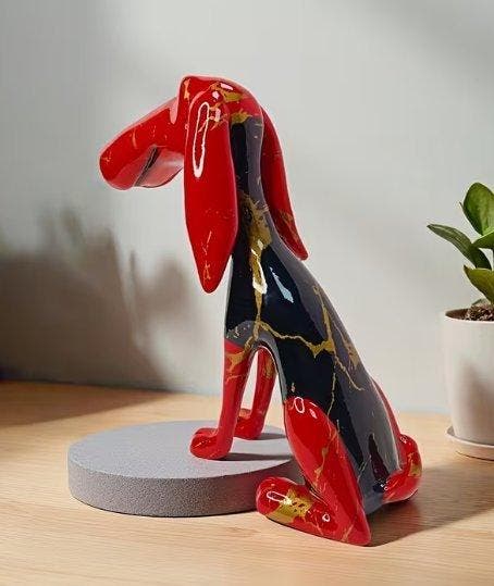 Beeldje - Bassethound Pop Art - Hars, Antiquités & Art, Curiosités & Brocante