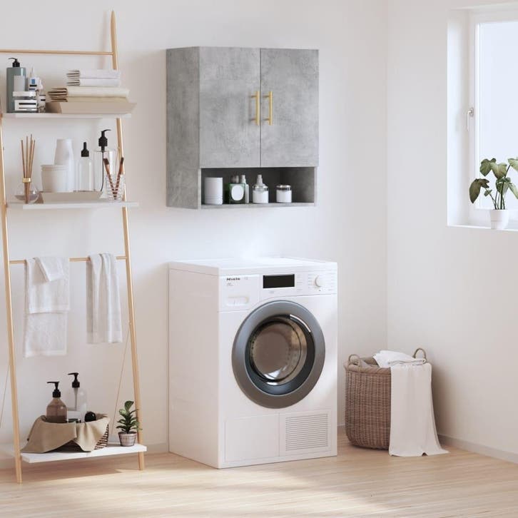vidaXL Wandkast 60x31x70 cm bewerkt hout betongrijs, Huis en Inrichting, Kasten | Overige, Nieuw, Verzenden