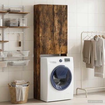 vidaXL Toiletkast HOORN Gerookt eiken 66 x 25,5 x 190 cm, Verzenden, Nieuw
