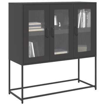 vidaXL Dressoir 100,5x39x107 cm koudgewalst staal zwart, Verzenden