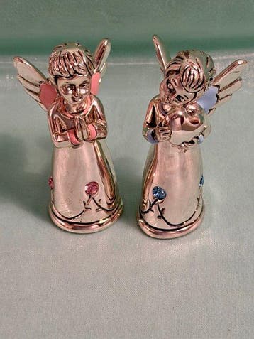 Bongelli Argenti - Beeldje - Blue/Pink Angels with, Antiek en Kunst