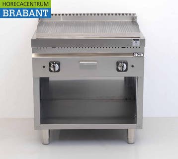 HCB RVS Bakplaat Geribbeld 13 kW 80 cm GAS Horeca, Ophalen of Verzenden
