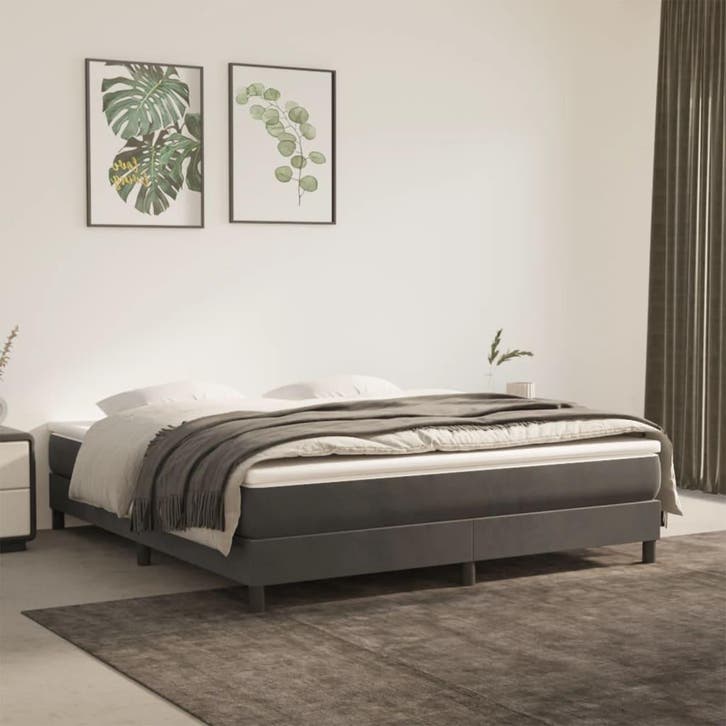 vidaXL Boxspring bed 160x200 cm fluweel donkergrijs, Maison & Meubles, Chambre à coucher | Lits, Envoi
