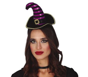 Halloween Tiara Heksenhoed Zwart Paars, Verzenden, Nieuw