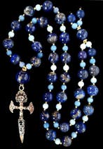 Lapis lazuli en calcedoon - ketting - kostbare dolk - phurba