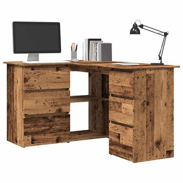 vidaXL Hoekbureau 145x100x76 cm bewerkt hout oud houtkleurig, Verzenden