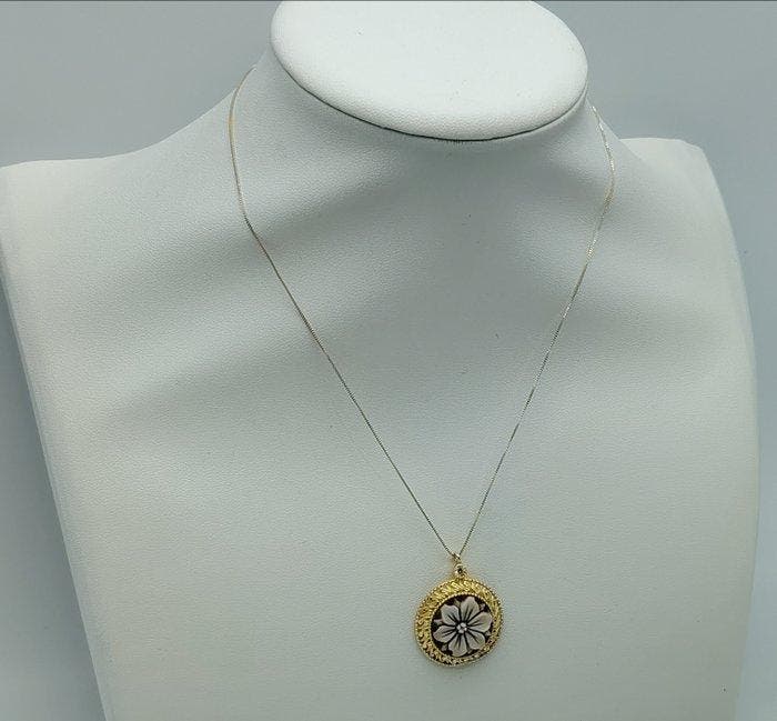 Zilver, Verguld - Halsketting - Ambachtelijke camee, Antiek en Kunst, Curiosa en Brocante