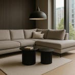 Bijzettafels - geribbeld - zwart - Set van 2, Verzenden, Nieuw