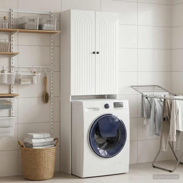 vidaXL Toiletkast ALKMAAR Hoogglans Wit 66 x 25,5 x 190 cm, Verzenden, Nieuw