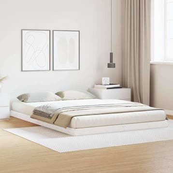 vidaXL Vloerbedframe Wit 160 x 220 cm Massief grenenhout, Huis en Inrichting, Slaapkamer | Bedden, Verzenden, Nieuw
