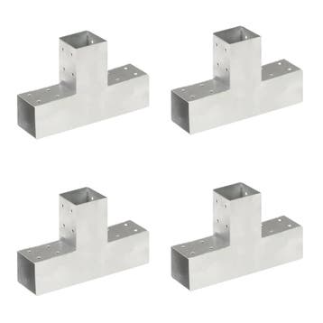 vidaXL Paalverbindingen 4 st T-vorm 71x71 mm gegalvaniseerd, Verzenden
