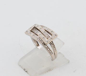 Bague - 18 carats Or blanc - 0,08ct. tw. Diamant (Naturelle), Handtassen en Accessoires, Ringen, Nieuw