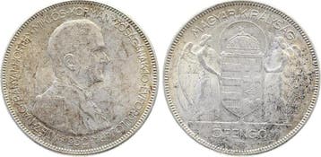 5 Pengo Ungarn 1930 vz/stgl, leichte Patina zilver, Postzegels en Munten, Verzenden, België