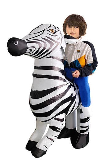 KIMU® Opblaas Kostuum Kinderen Rijdend op Zebra Opblaasbaar, Ophalen of Verzenden, Nieuw