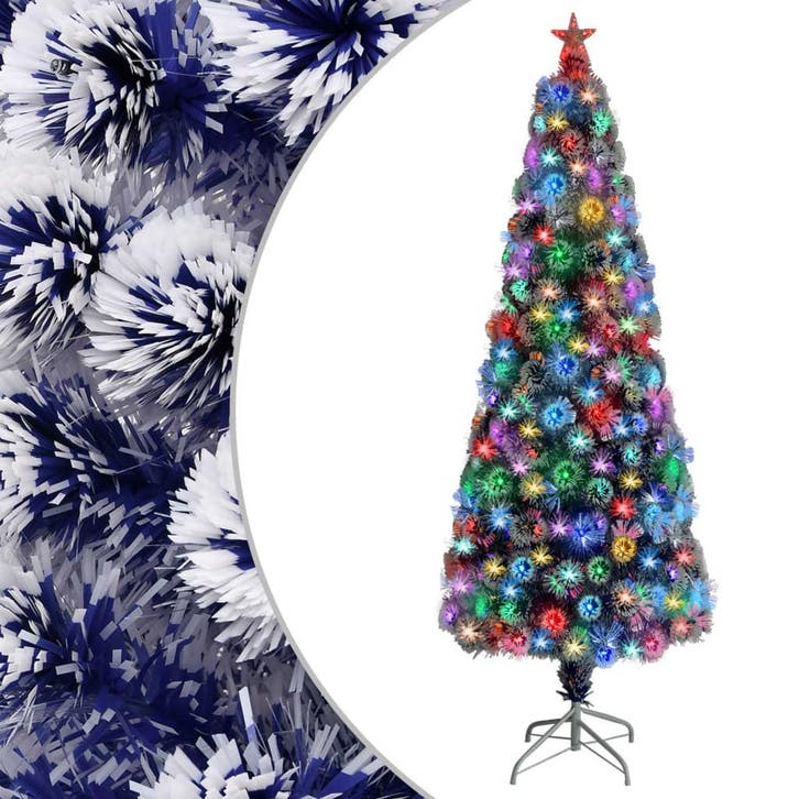 vidaXL Kunstkerstboom met verlichting 210 cm glasvezel wit, Divers, Noël, Envoi