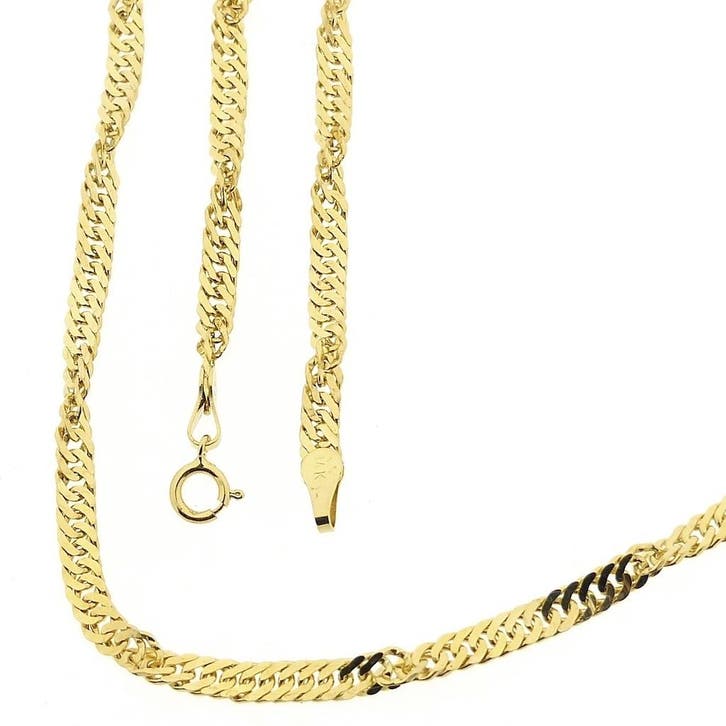 Midas gouden Singapore schakelketting., Handtassen en Accessoires, Kettingen, Overige kleuren, Gebruikt, Goud, Ophalen of Verzenden