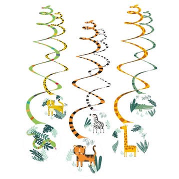 Hangdecoratie Jungle Dieren 13cm 6st, Verzenden