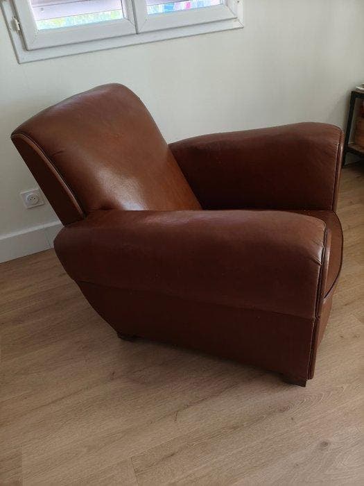 Fauteuil - Leder, Antiquités & Art, Art | Objets design