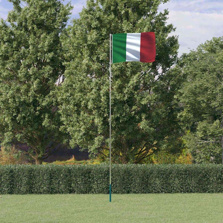 vidaXL Vlag met vlaggenmast Italië 5,5 m aluminium, Diversen, Vlaggen en Wimpels, Nieuw, Verzenden