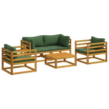 vidaXL 5-delige Tuin Lounge Set Modular Naturel Massief, Verzenden, Nieuw