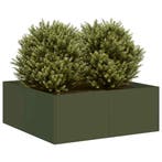 vidaXL Plantenbak 80x80x30 cm staal olijfgroen, Verzenden, Nieuw