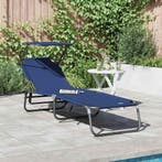 vidaXL Opvouwbare zonnebed Blauw 190 x 57 x 81 cm oxford, Tuin en Terras, Verzenden, Nieuw