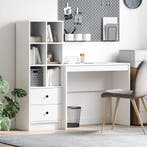 vidaXL Bureau met lade met plank met opslag 2 pcs Wit, Verzenden, Nieuw