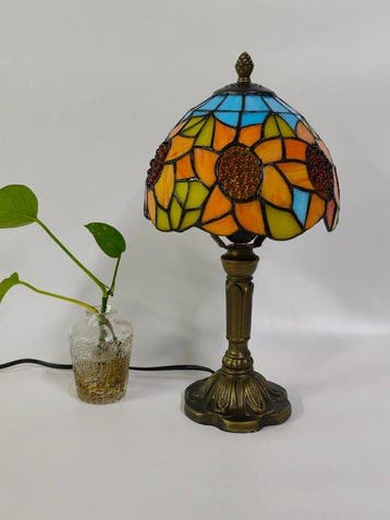 Tafellamp - Glas, Metaal, Legering - Zonnebloem-tafellamp