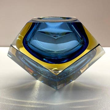 Attributed Murano - Kom - Glas - Blauw & Amber Sommerso, Antiquités & Art