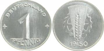 Duitsland 1 Pfennig Ddr 1950 E Lichtenrader Praegung Erst..., Verzenden