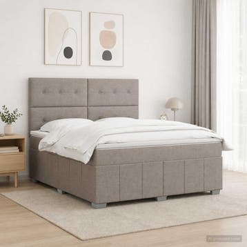 vidaXL Boxspringbed met matras met hoofdeinde Taupe 160 x, Verzenden, Nieuw